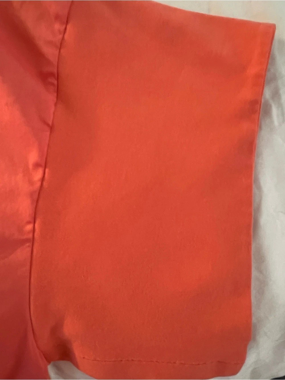 Chico's Short Sleeve Blouse in Coral.  Woven front and Knit Back and Sleeves - Picture 4 of 5
